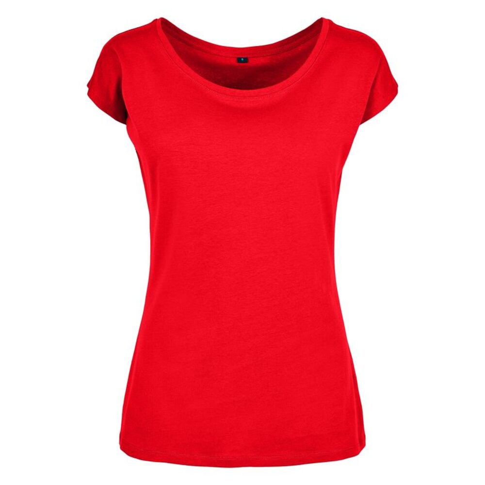 Build Your Brand Womens/Ladies Wide Neck / City Red